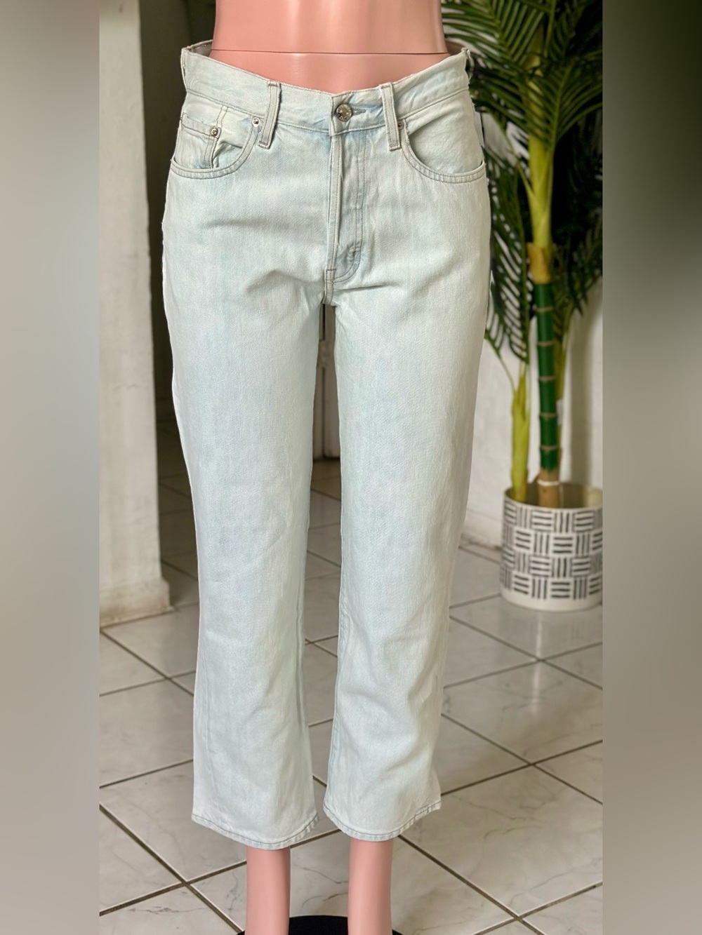 Edwin Mint Green Cropped Straight-Leg Jeans